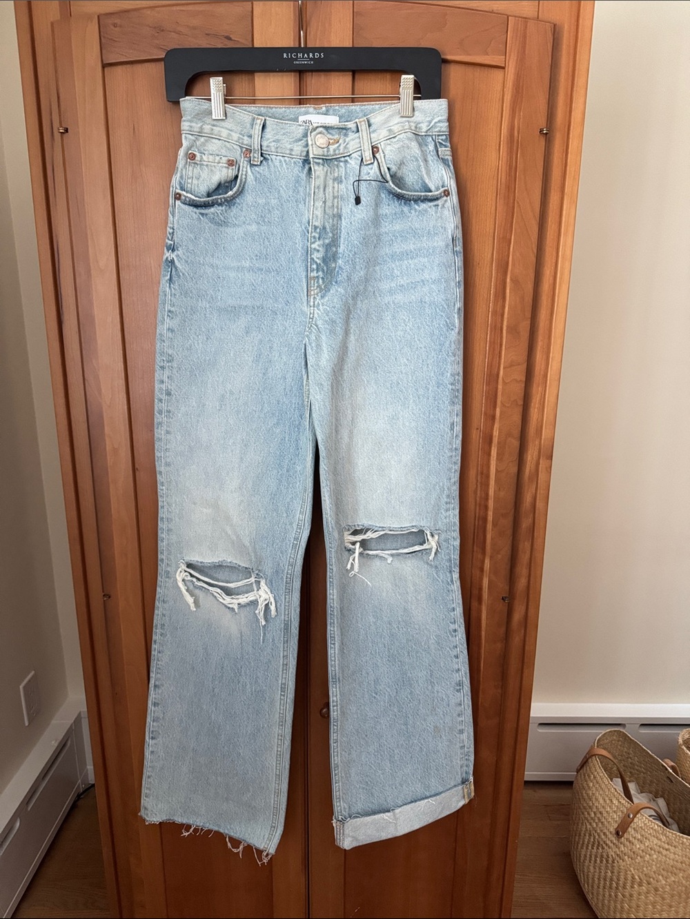 NWOT Zara Light Blue Distressed Jeans